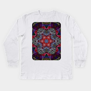 Psychedelic Kaleidoscopic Multi-Color Mandala Number 7 Kids Long Sleeve T-Shirt